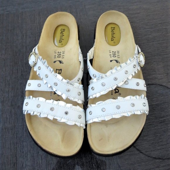Birkenstock | Shoes | New Betula Birkenstock White Silver Bling Sandals | Poshmark